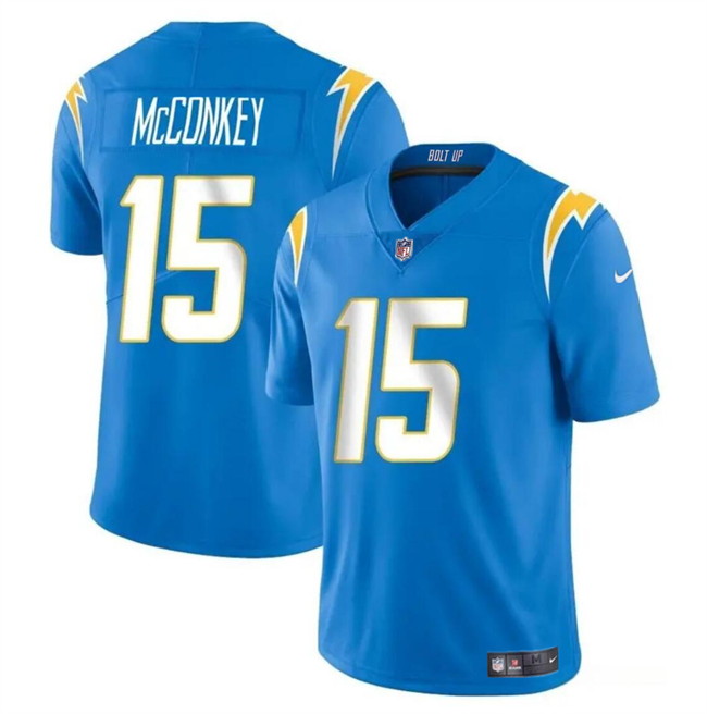 Men's Los Angeles Chargers #15 Ladd McConkey Light Blue 2024 Draft Vapor Limited Football Stitched Jersey